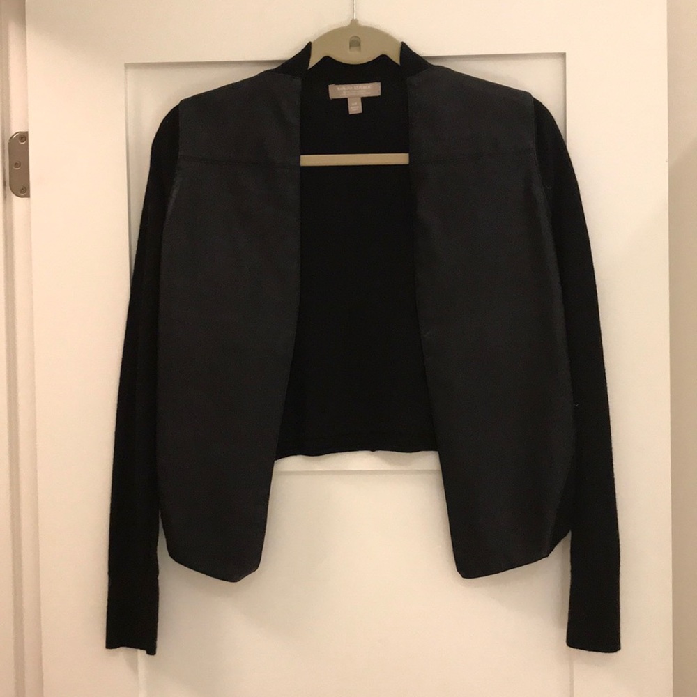 Banana Republic Black Open-Front Cropped Cardigan